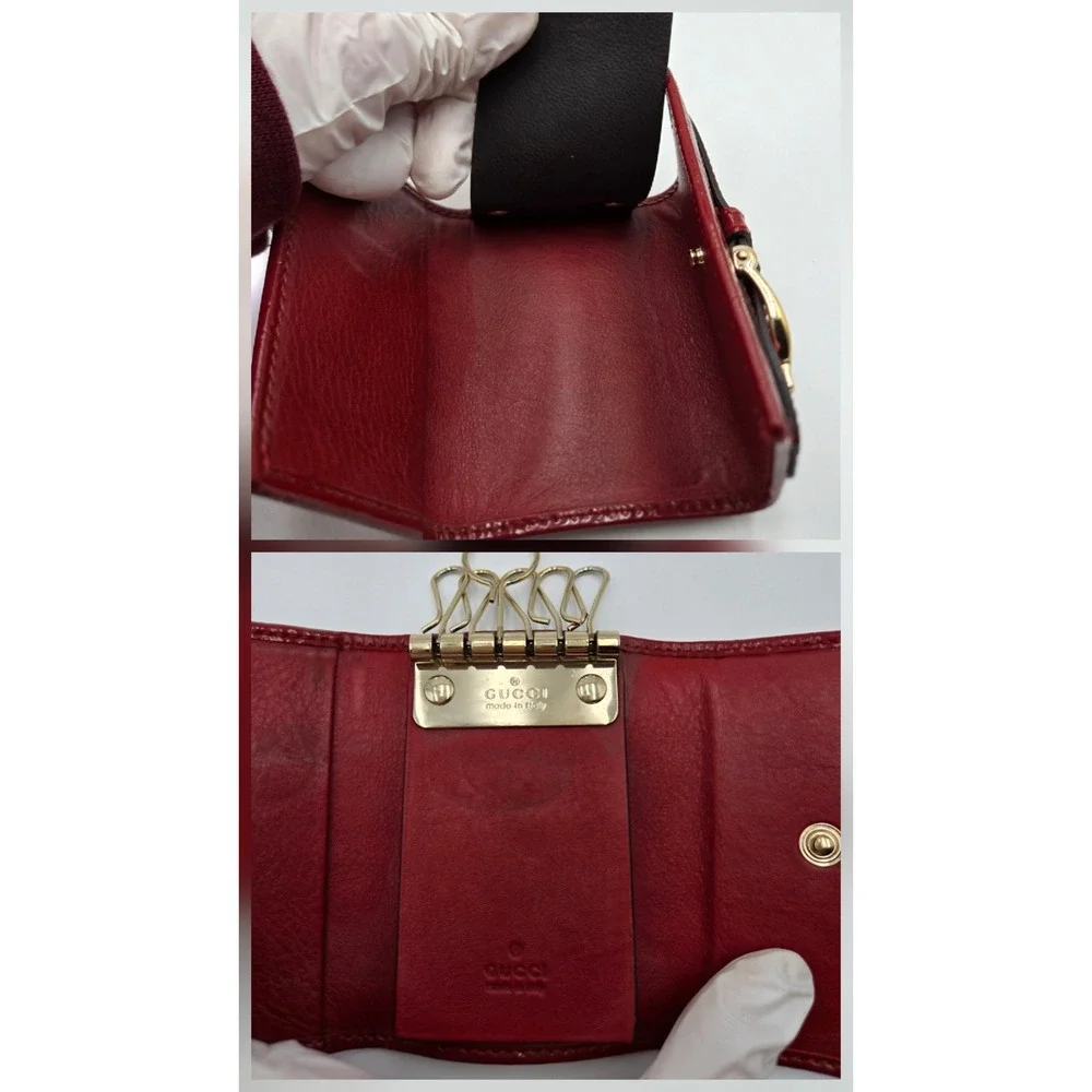 Gucci Red Guccissima Patent Leather 6 Key Case Holder Buckle